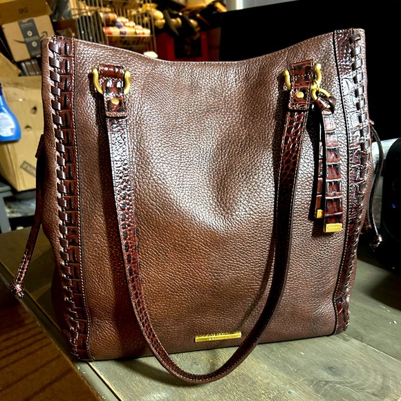 Brahmin Handbags - BRAHMIN Cheyenne Brown Lafayette Extra Large Tote Bag - Pebbled Leather Embossed